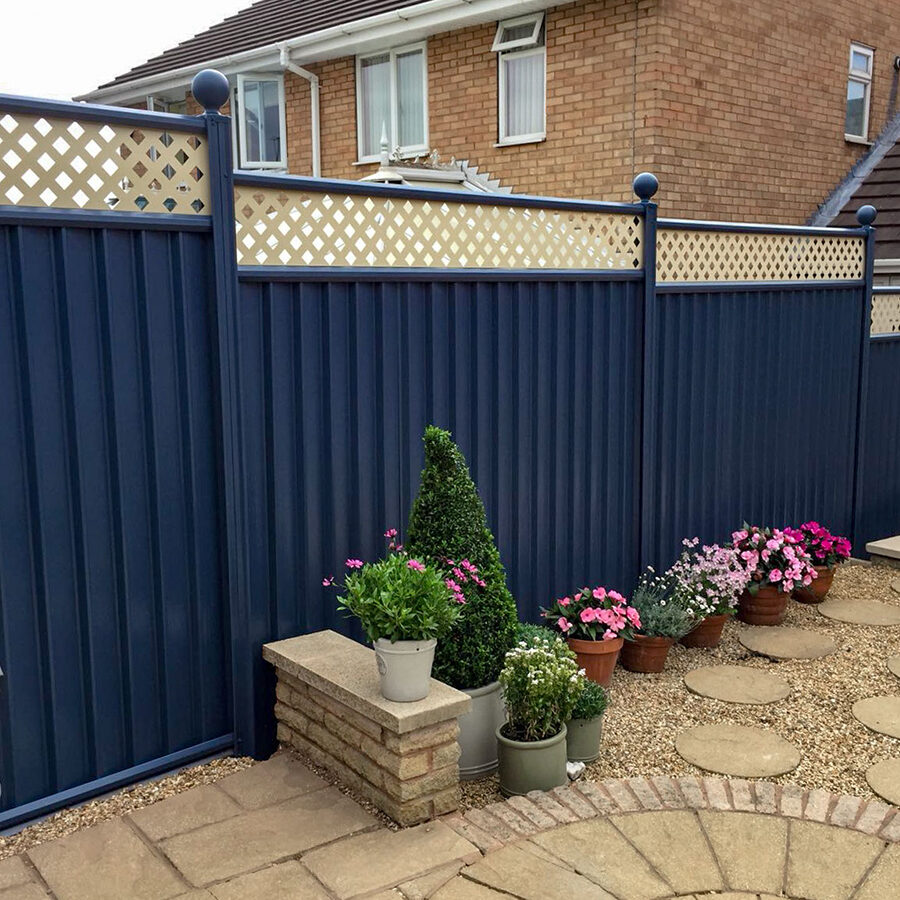 ColourFence Traditional Blue with Cream Trellis 9